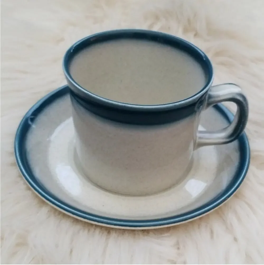 Wedgwood Blue Pacific Cup & Saucer Set Stoneware Made in England Oven to Table